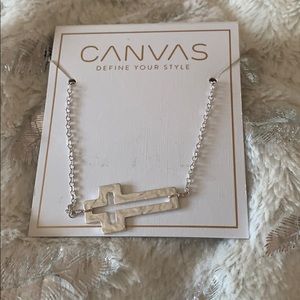 NWT Canvas metal cross necklace